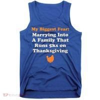 Funny Thanksgiving Running Turkey Trot Marrying Into Family Gift Tank Top thumb 0