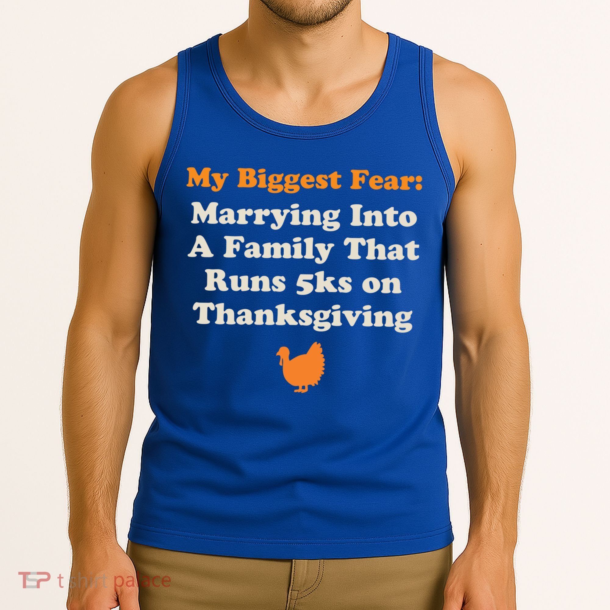 Funny Thanksgiving Running Turkey Trot Marrying Into Family Gift Tank Top