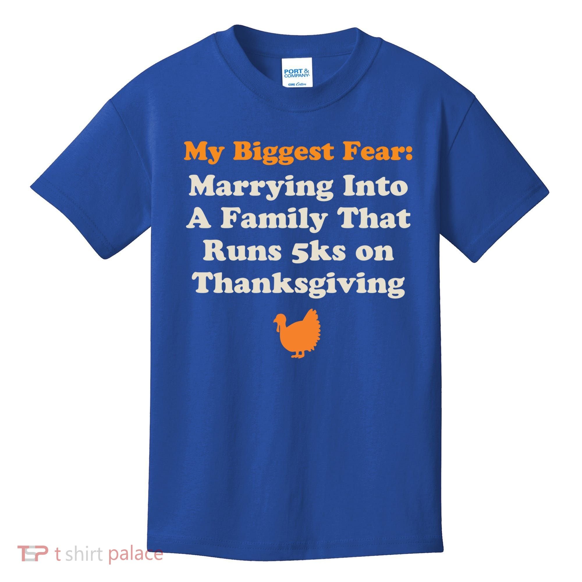 Funny Thanksgiving Running Turkey Trot Marrying Into Family Gift Kids T-Shirt