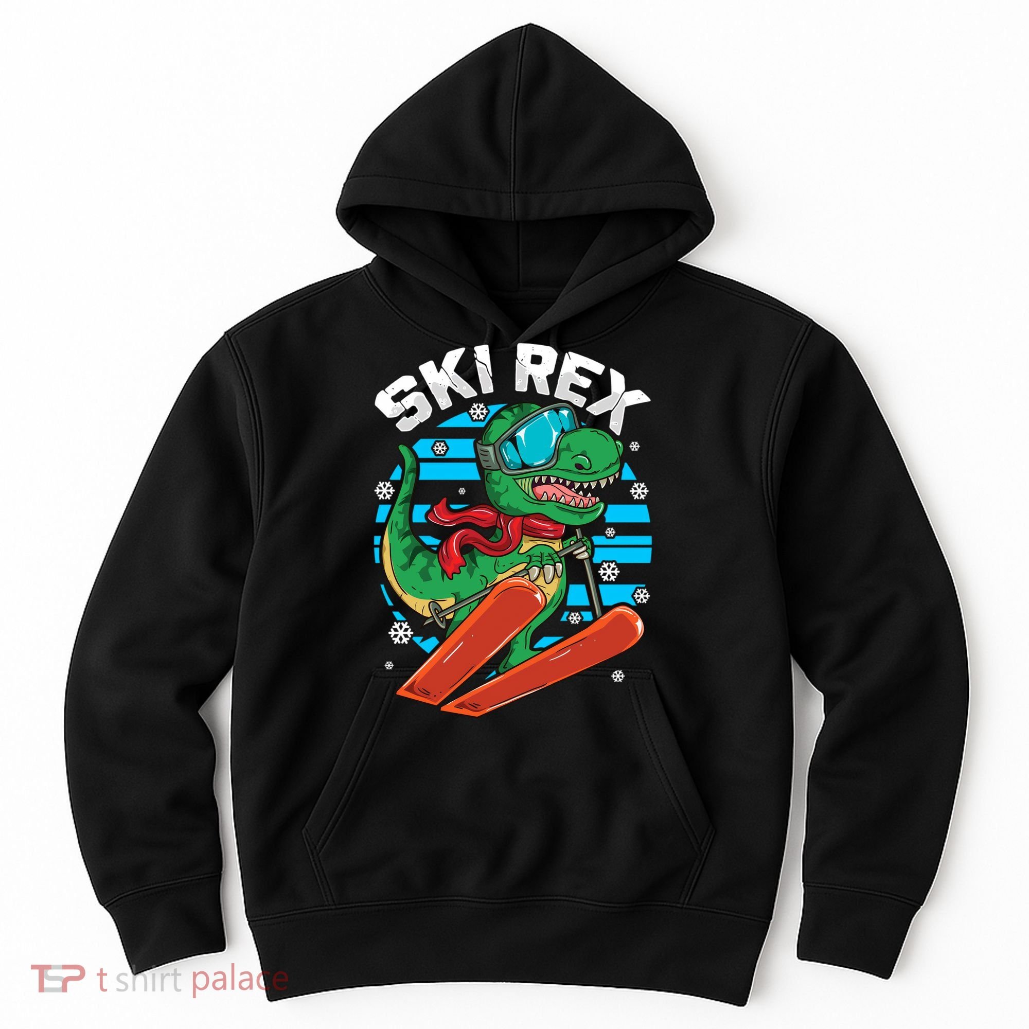 Funny Tyrannosaurus Rex Dinosaur Girls Skiing SKI REX Hoodie