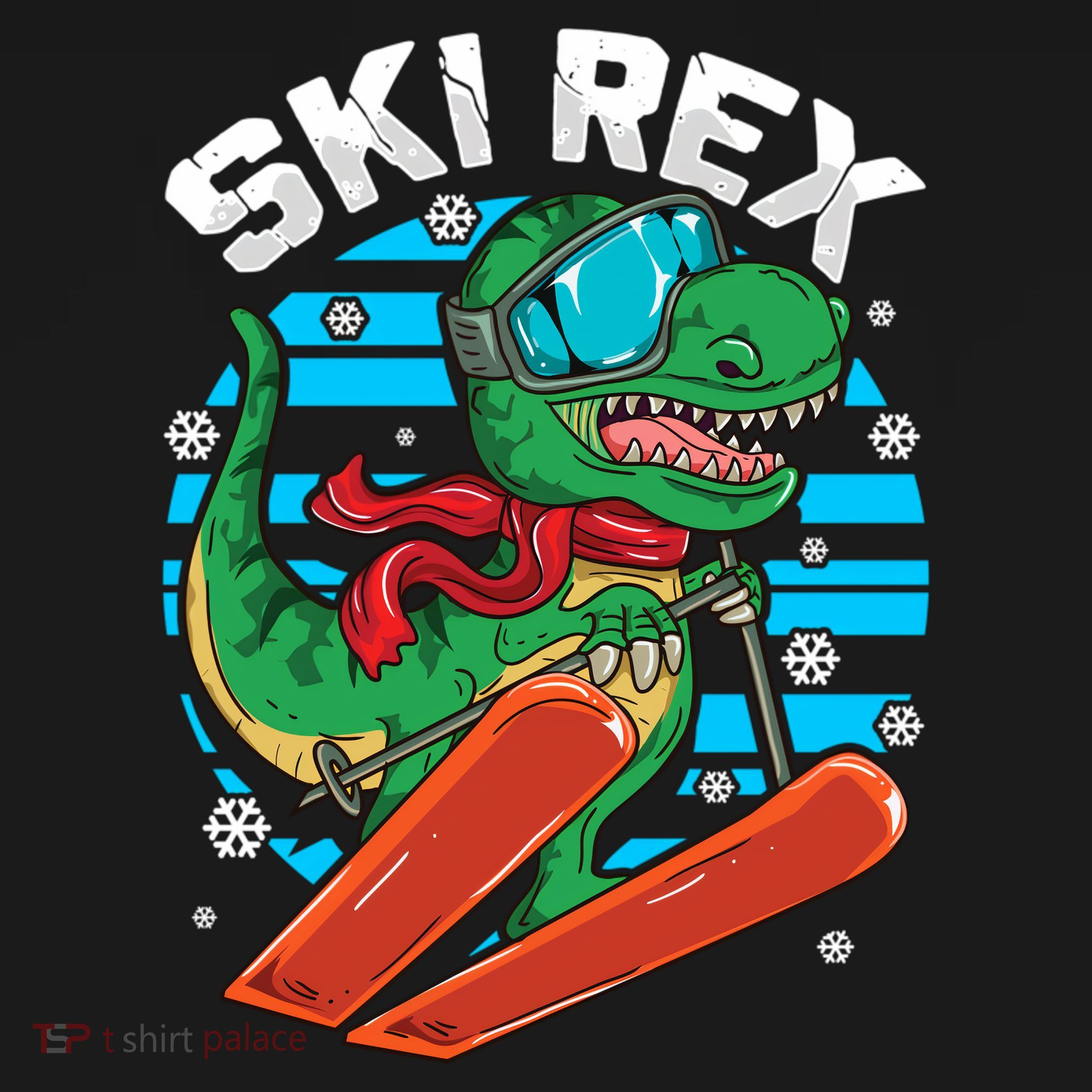 Funny Tyrannosaurus Rex Dinosaur Girls Skiing SKI REX Long Sleeve Shirt