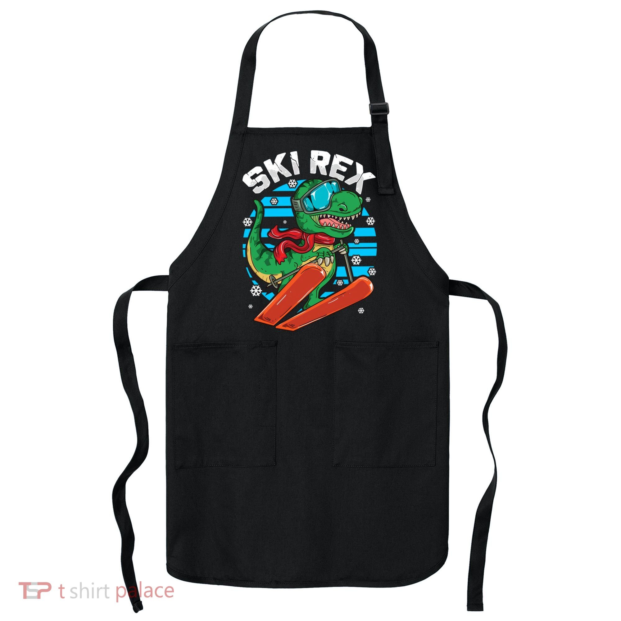 Funny Tyrannosaurus Rex Dinosaur Girls Skiing SKI REX Apron