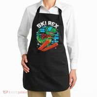Funny Tyrannosaurus Rex Dinosaur Girls Skiing SKI REX Apron thumb 2
