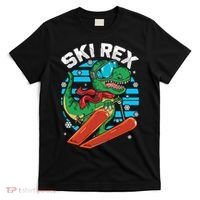 Funny Tyrannosaurus Rex Dinosaur Girls Skiing SKI REX T-Shirt thumb 0