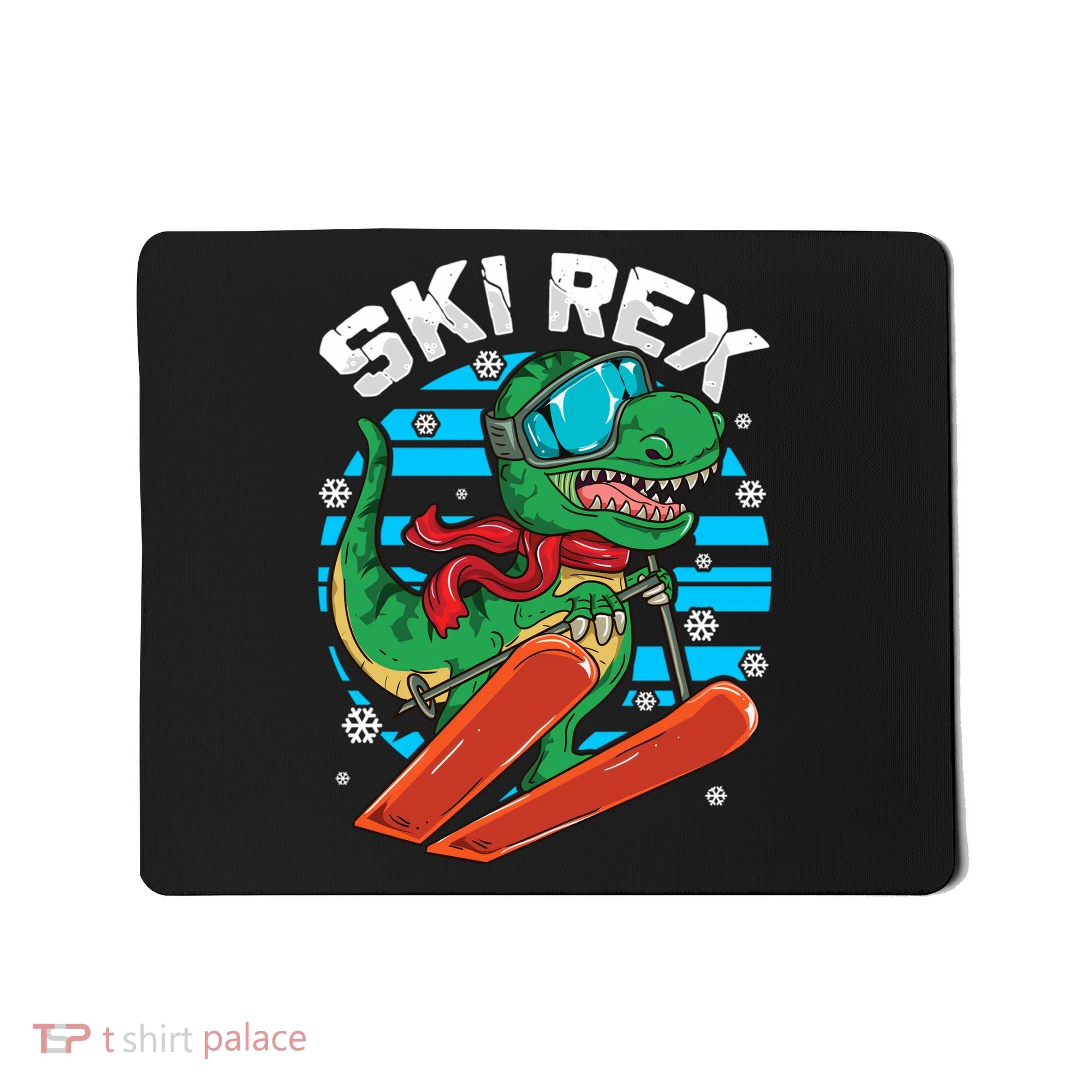 Funny Tyrannosaurus Rex Dinosaur Girls Skiing SKI REX Mousepad