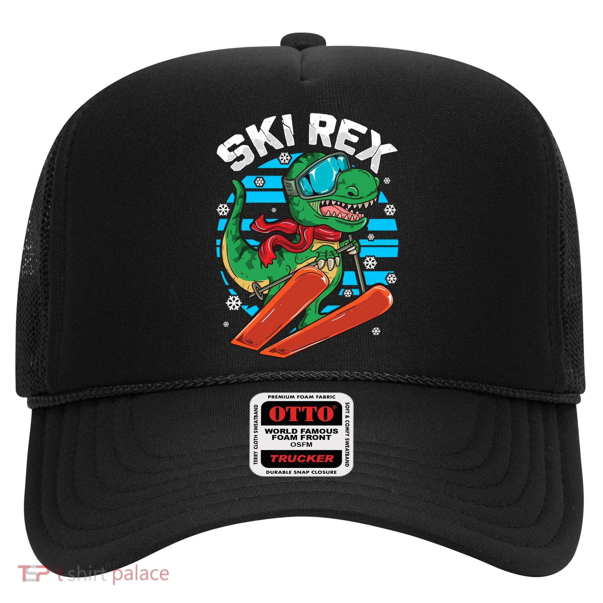 Funny Tyrannosaurus Rex Dinosaur Girls Skiing SKI REX Hat