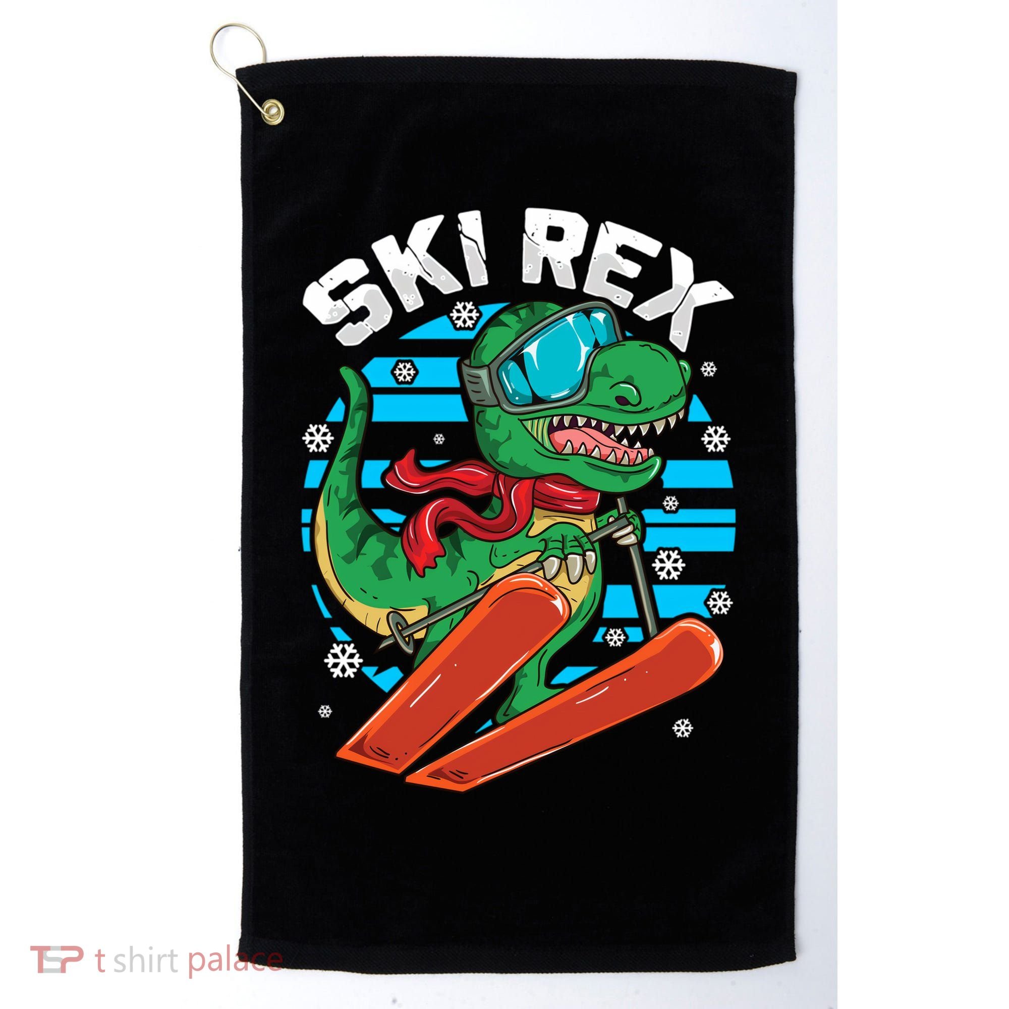 Funny Tyrannosaurus Rex Dinosaur Girls Skiing SKI REX Golf Towel