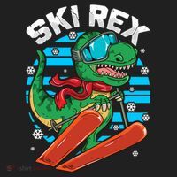 Funny Tyrannosaurus Rex Dinosaur Girls Skiing SKI REX Golf Towel thumb 3