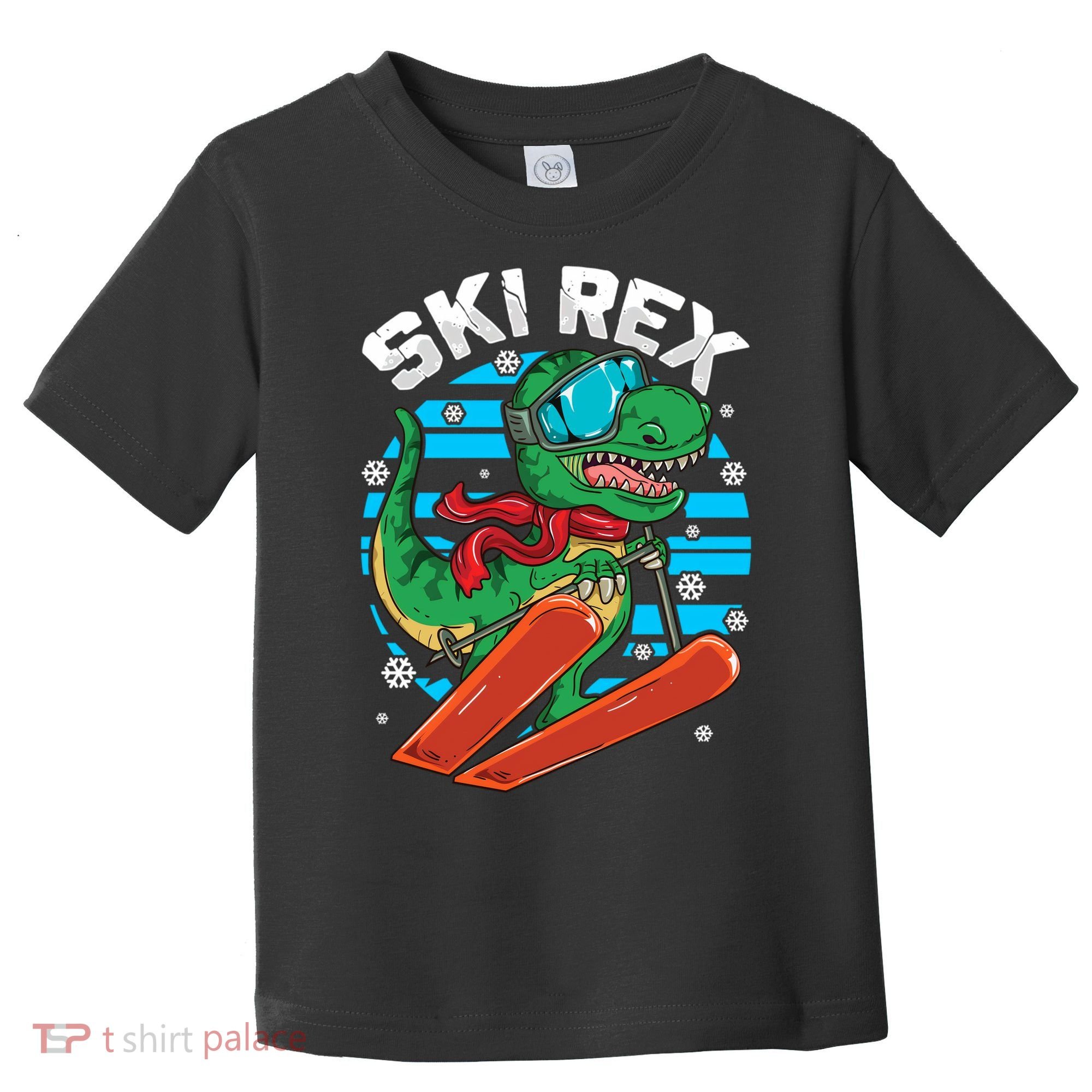 Funny Tyrannosaurus Rex Dinosaur Girls Skiing SKI REX Toddler T-Shirt