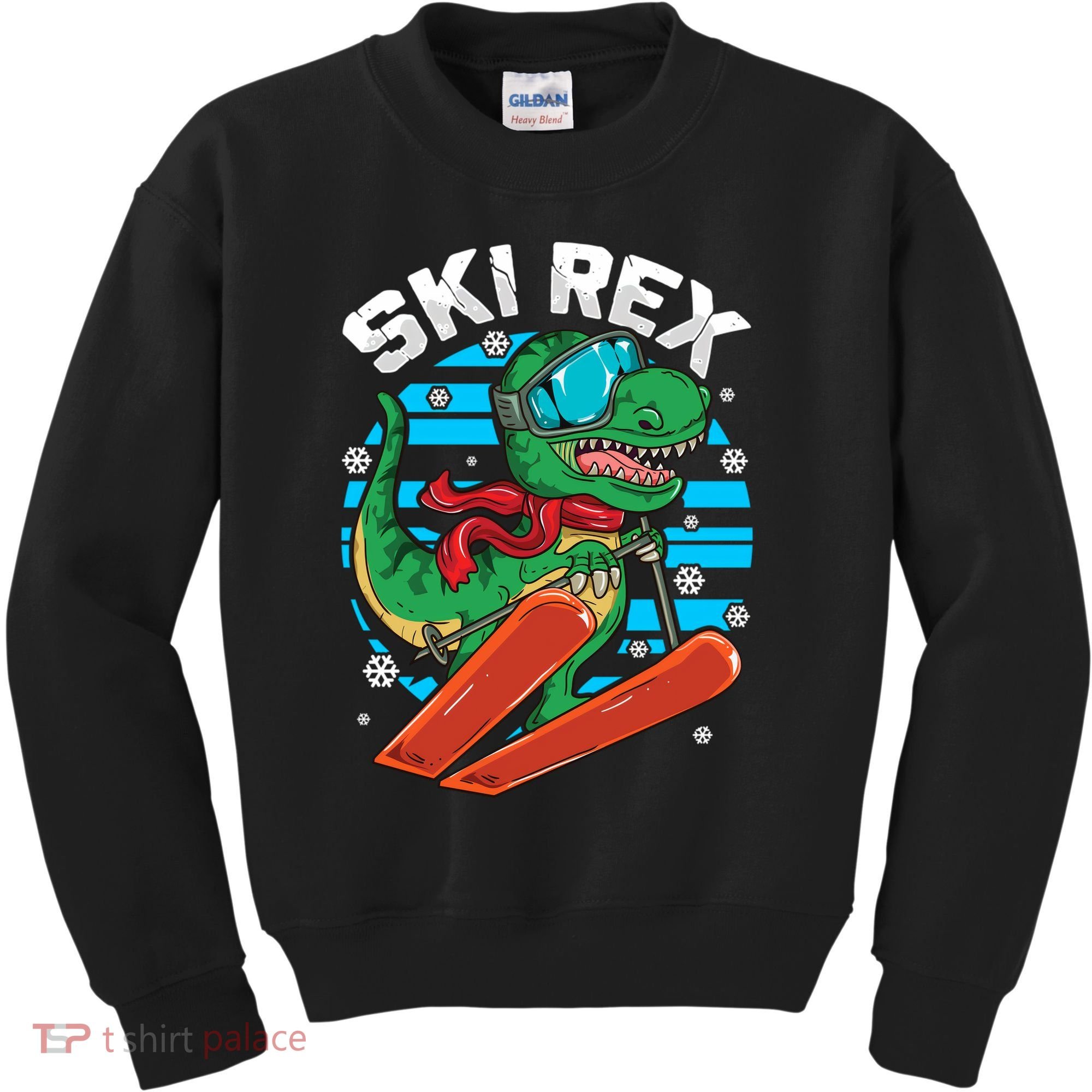 Funny Tyrannosaurus Rex Dinosaur Girls Skiing SKI REX Kids Sweatshirt