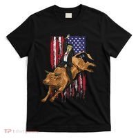 Funny Trump Rodeo Bull Rider Patriotic American Flag Trump T-Shirt thumb 0