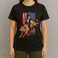Funny Trump Rodeo Bull Rider Patriotic American Flag Trump T-Shirt thumb 4