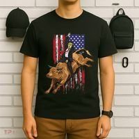Funny Trump Rodeo Bull Rider Patriotic American Flag Trump T-Shirt thumb 6