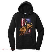 Funny Trump Rodeo Bull Rider Patriotic American Flag Trump Women's Hoodie thumb 0