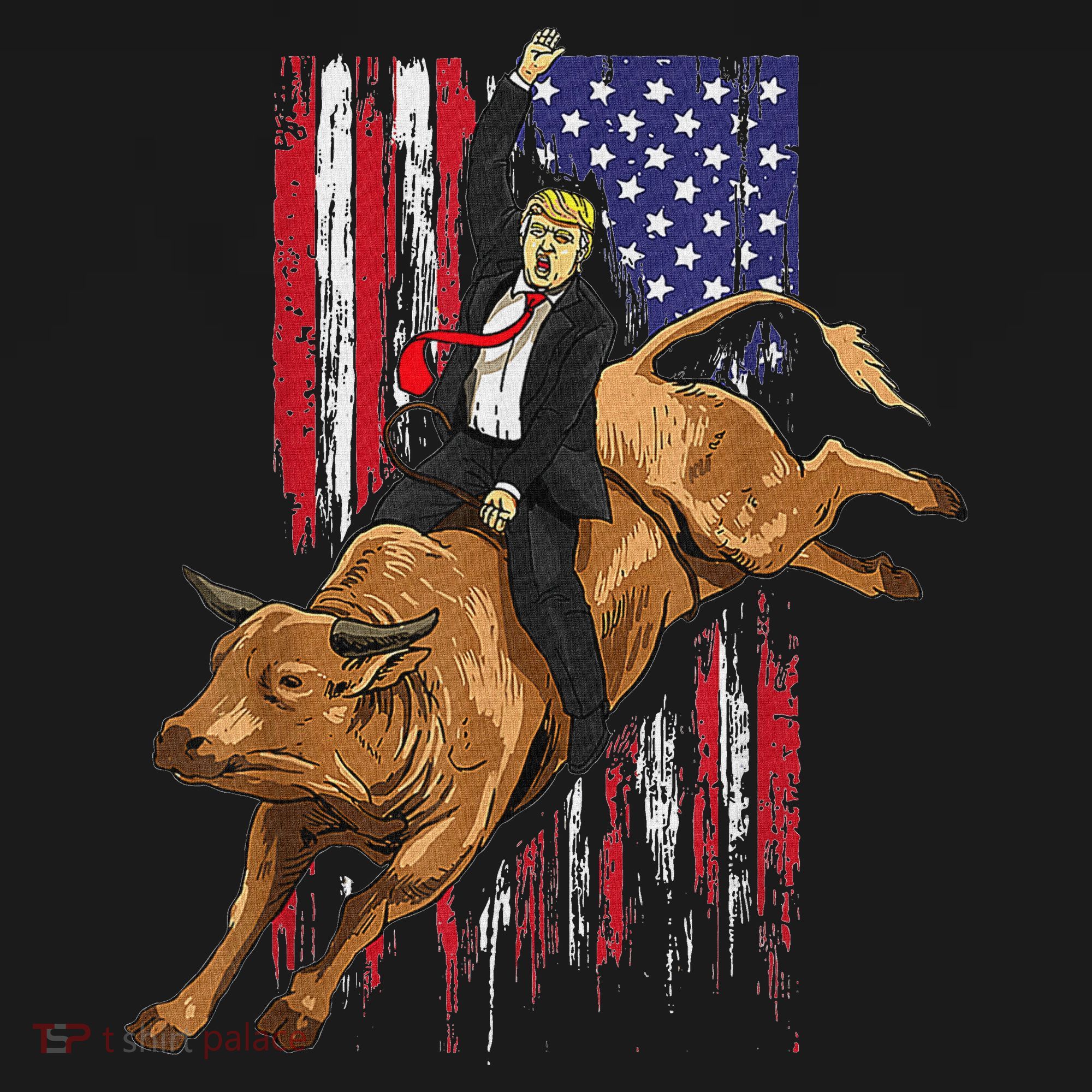 Funny Trump Rodeo Bull Rider Patriotic American Flag Trump Women's Hoodie