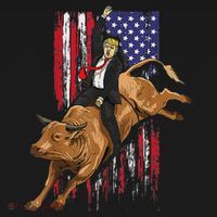 Funny Trump Rodeo Bull Rider Patriotic American Flag Trump Women's Tank Top thumb 5