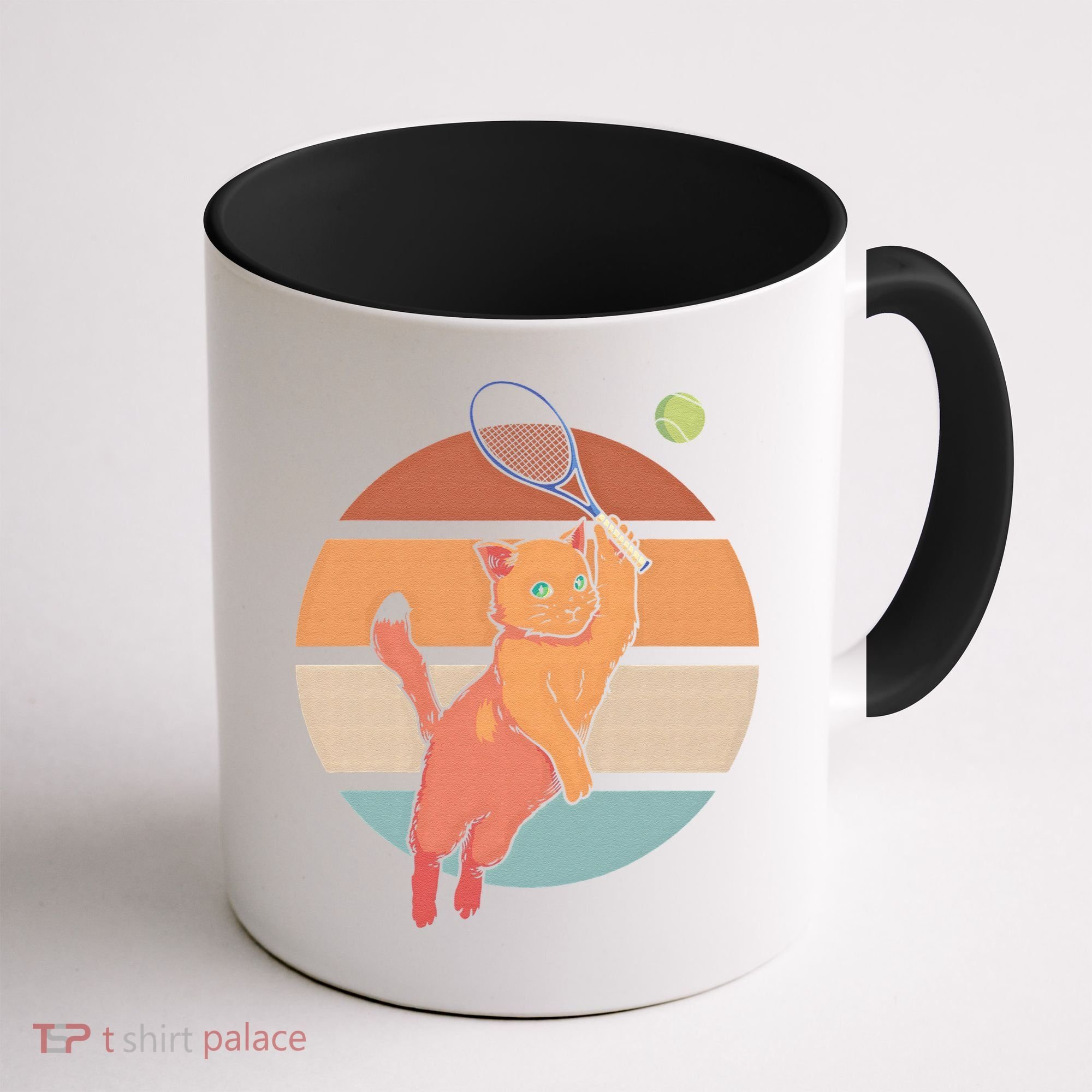 Funny Tennis Racket Cat Playing Tennis Coffee Mug