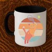 Funny Tennis Racket Cat Playing Tennis Coffee Mug thumb 2