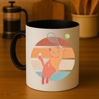 Funny Tennis Racket Cat Playing Tennis Coffee Mug thumb 4