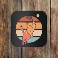 Funny Tennis Racket Cat Playing Tennis Coaster thumb 0