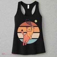 Funny Tennis Racket Cat Playing Tennis Women's Tank Top thumb 3