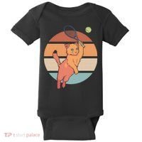 Funny Tennis Racket Cat Playing Tennis Baby Bodysuit thumb 0