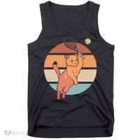 Funny Tennis Racket Cat Playing Tennis Tank Top thumb 0