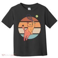 Funny Tennis Racket Cat Playing Tennis Toddler T-Shirt thumb 0