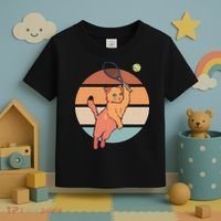 Funny Tennis Racket Cat Playing Tennis Toddler T-Shirt thumb 3