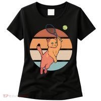 Funny Tennis Racket Cat Playing Tennis Women's T-Shirt thumb 0