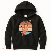 Funny Tennis Racket Cat Playing Tennis Kids Hoodie thumb 0