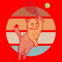 Funny Tennis Racket Cat Playing Tennis Santa Hat thumb 1