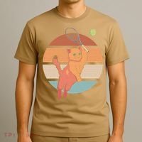 Funny Tennis Racket Cat Playing Tennis T-Shirt thumb 3