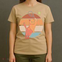 Funny Tennis Racket Cat Playing Tennis T-Shirt thumb 4