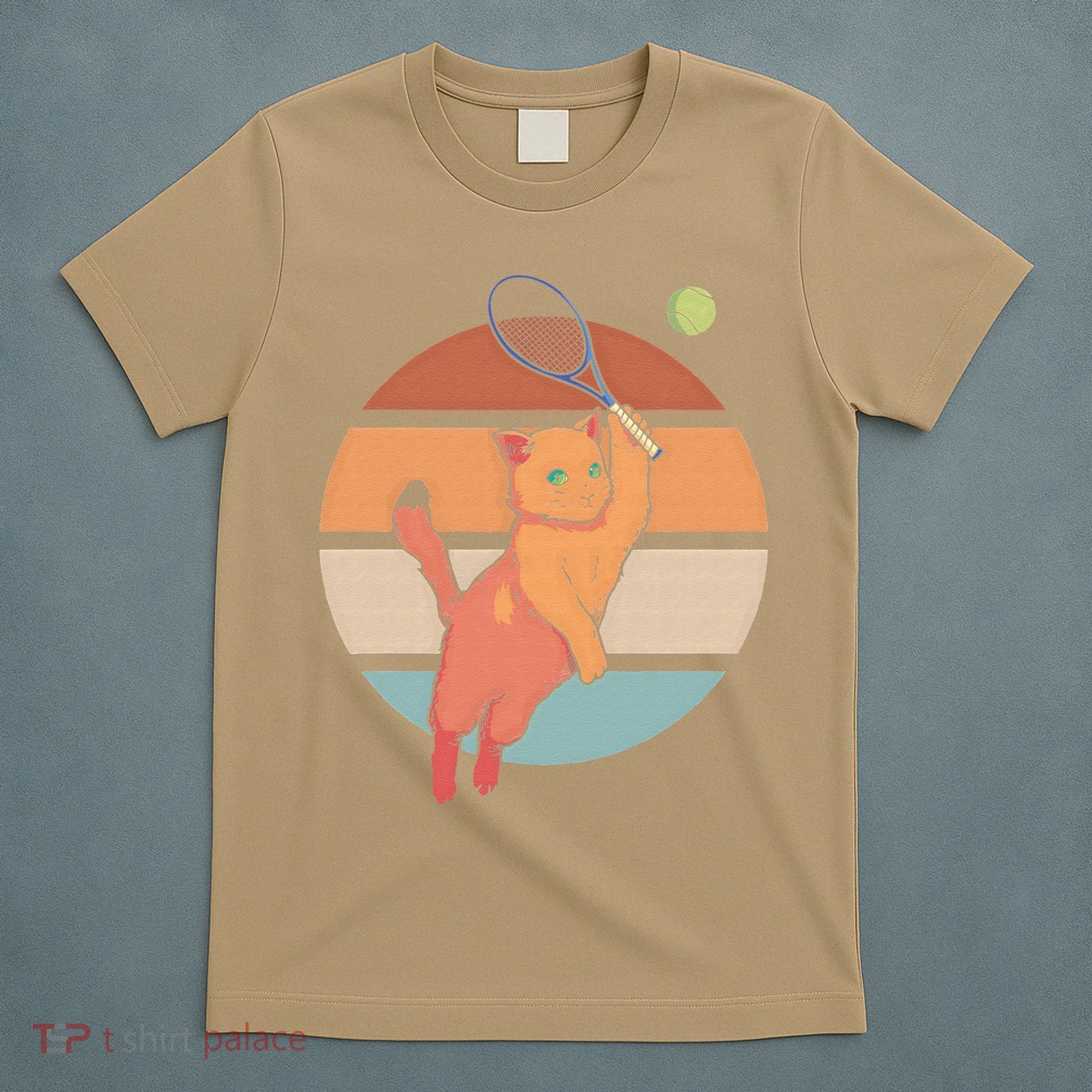 Funny Tennis Racket Cat Playing Tennis T-Shirt