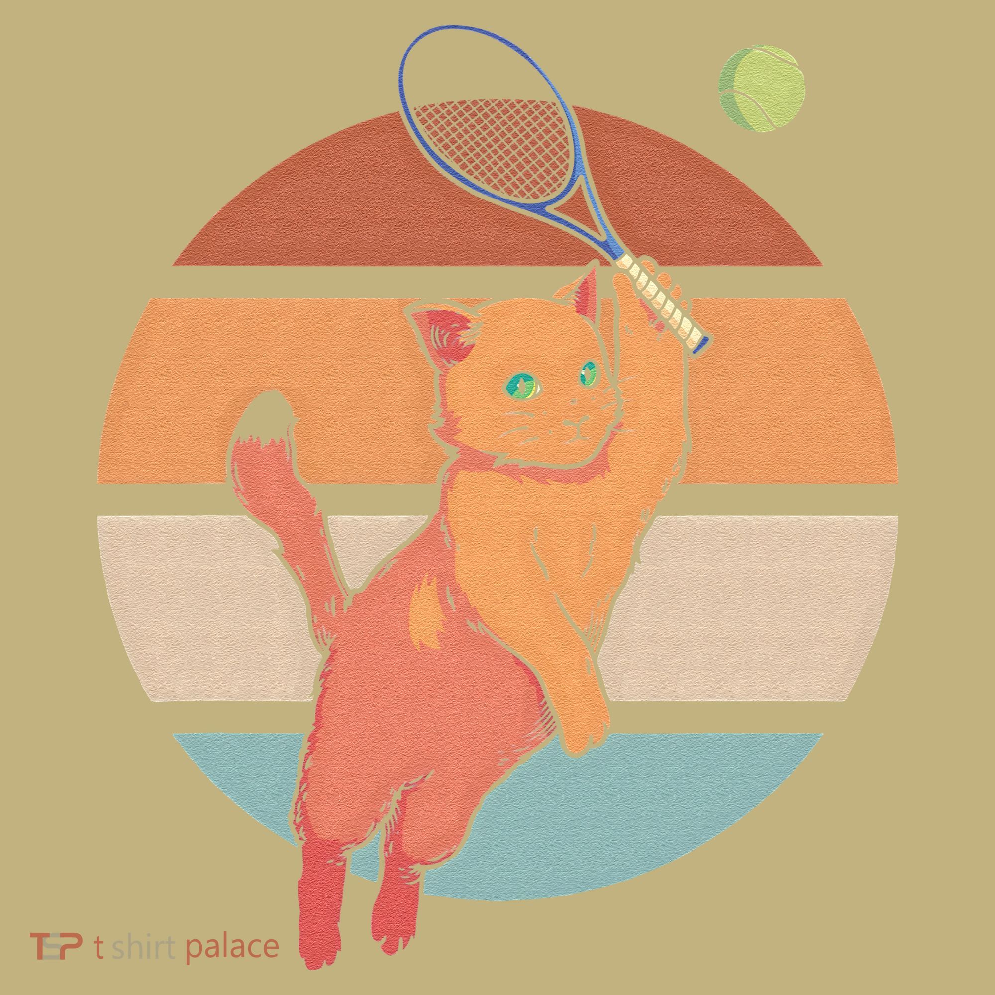 Funny Tennis Racket Cat Playing Tennis T-Shirt