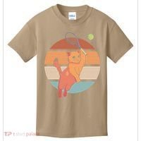 Funny Tennis Racket Cat Playing Tennis Kids T-Shirt thumb 0