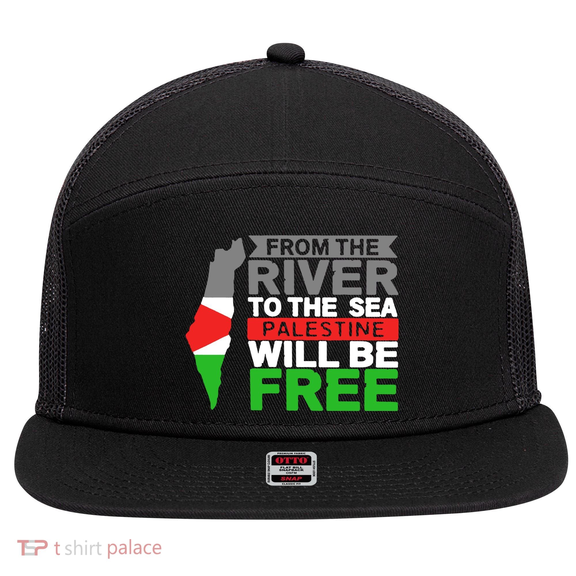 From The River To The Sea Palestine Will Be Free 7 Panel Mesh Trucker Snapback Hat