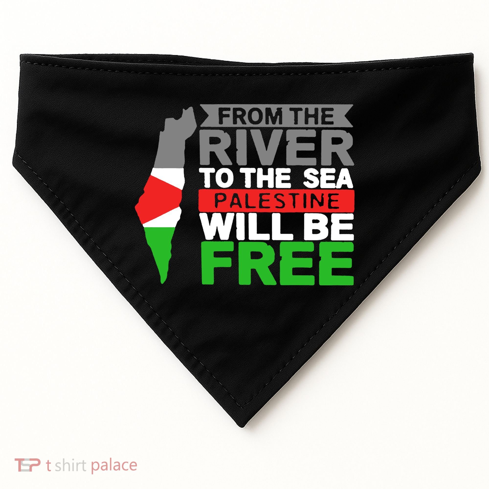 From The River To The Sea Palestine Will Be Free USA-Made Doggie Bandana