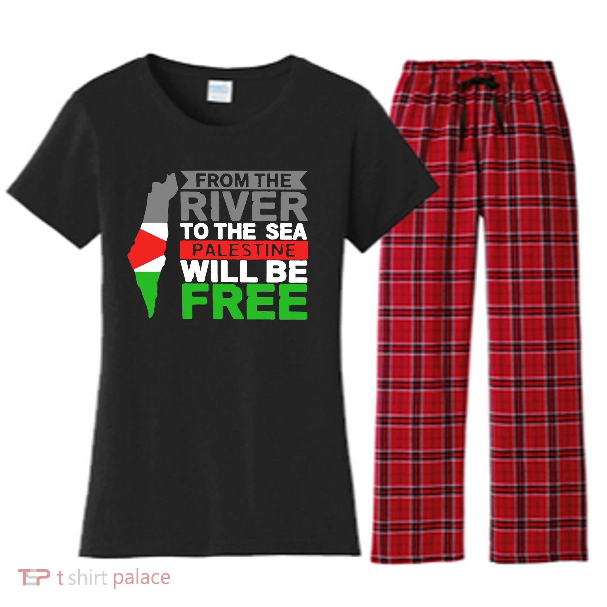 From The River To The Sea Palestine Will Be Free Women's Flannel Pajama Set