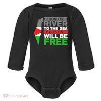From The River To The Sea Palestine Will Be Free Baby Long Sleeve Bodysuit thumb 0