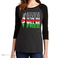 From The River To The Sea Palestine Will Be Free Women's Tri-Blend 3/4-Sleeve Raglan Shirt thumb 2