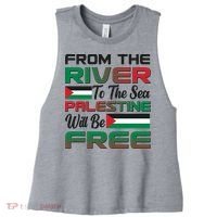 From The River To The Sea Palestine Will Be Free Women's Racerback Cropped Tank thumb 0