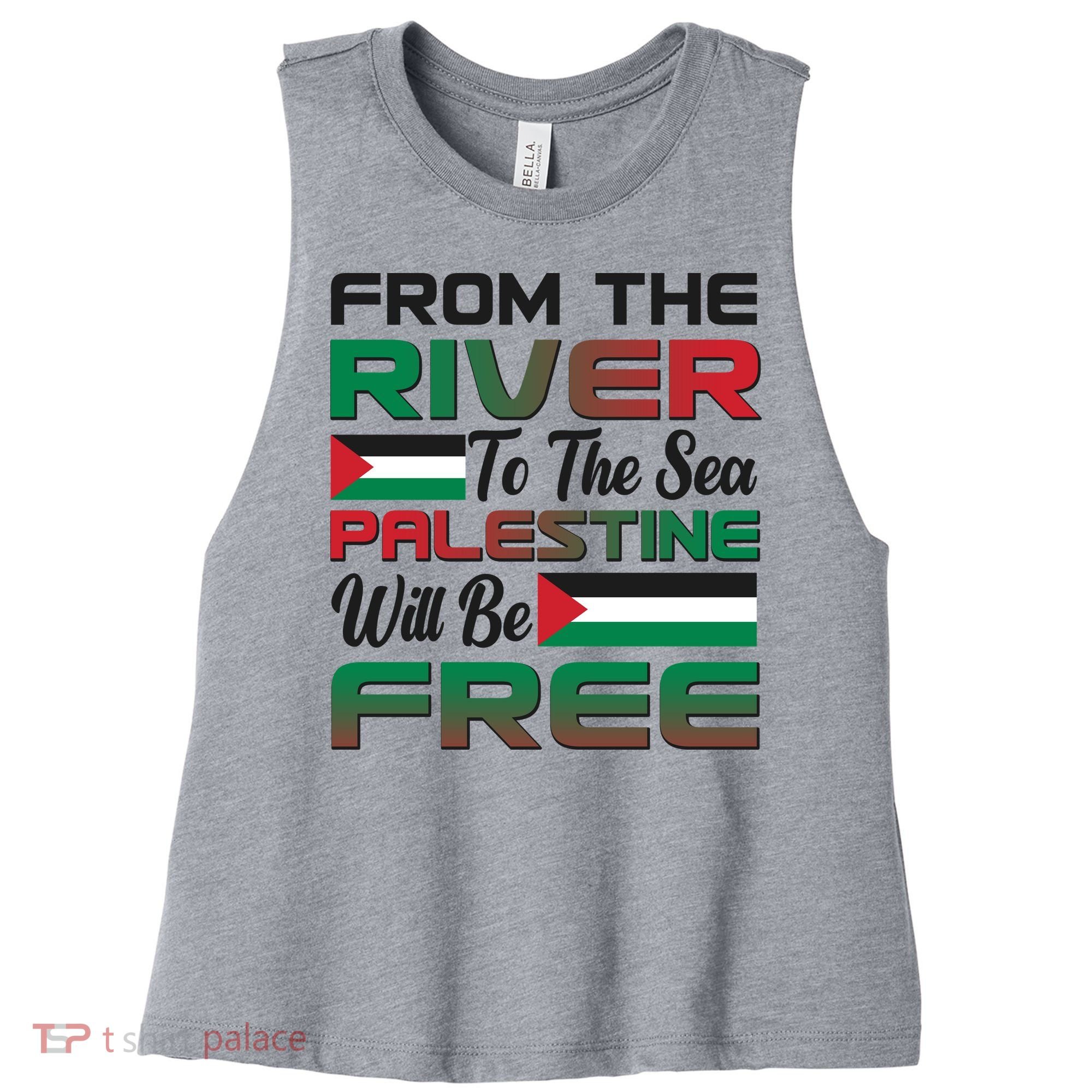 From The River To The Sea Palestine Will Be Free Women's Racerback Cropped Tank