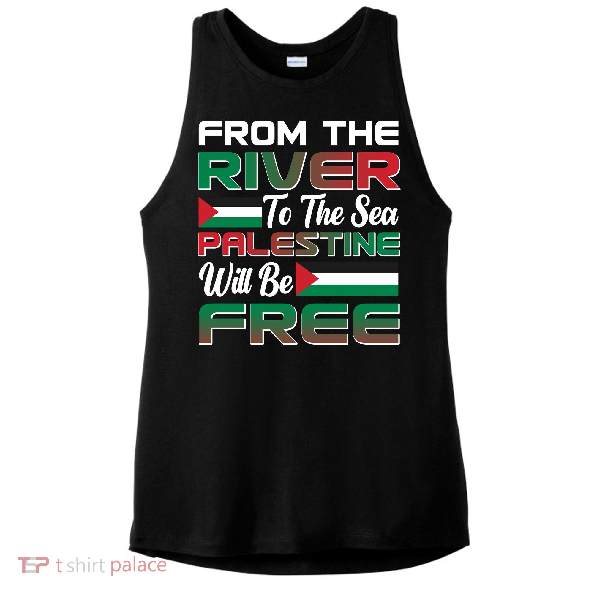 From The River To The Sea Palestine Will Be Free Ladies PosiCharge Tri-Blend Wicking Tank