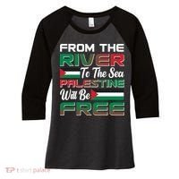 From The River To The Sea Palestine Will Be Free Women's Tri-Blend 3/4-Sleeve Raglan Shirt thumb 0