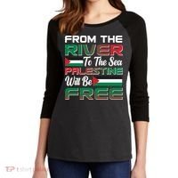 From The River To The Sea Palestine Will Be Free Women's Tri-Blend 3/4-Sleeve Raglan Shirt thumb 2