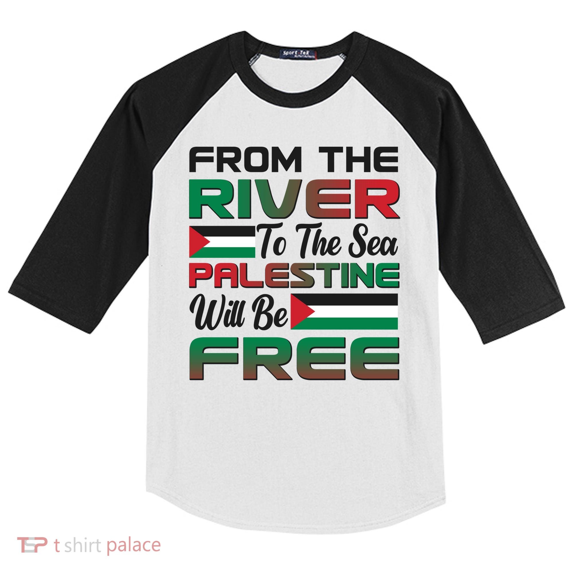 From The River To The Sea Palestine Will Be Free Kids Colorblock Raglan Jersey