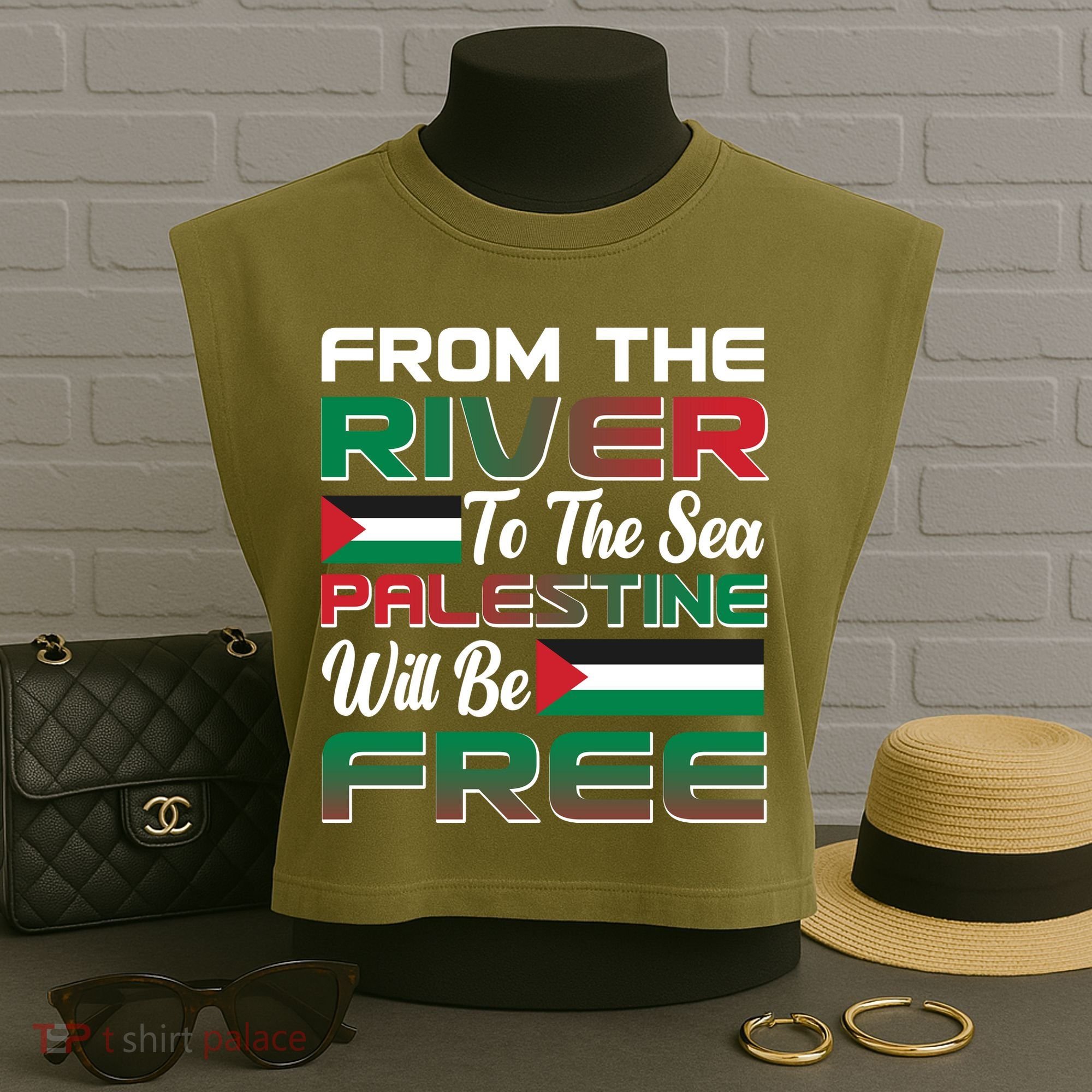 From The River To The Sea Palestine Will Be Free Garment-Dyed Women's Muscle Tee