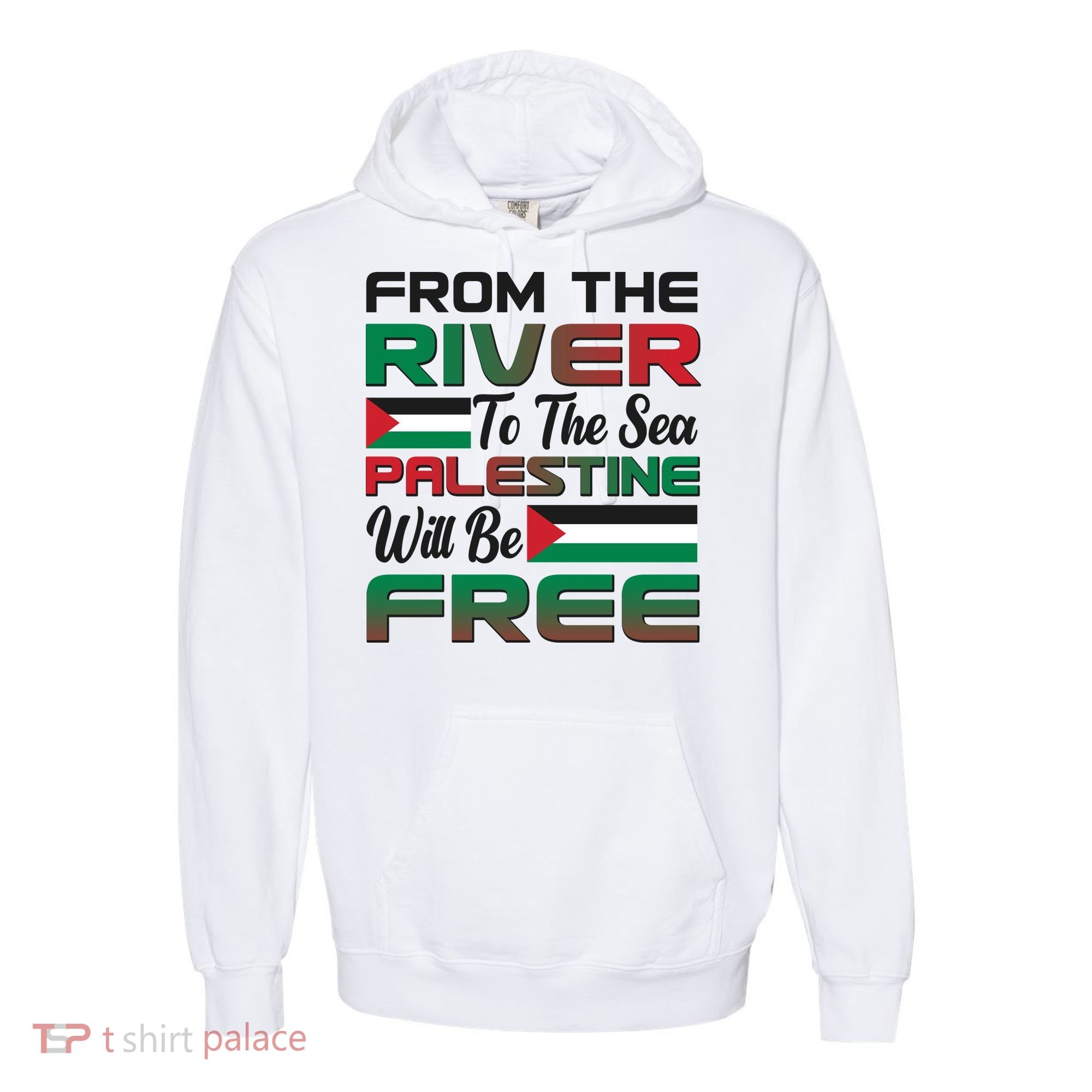 From The River To The Sea Palestine Will Be Free Comfort Colors Garment-Dyed Hooded Sweatshirt